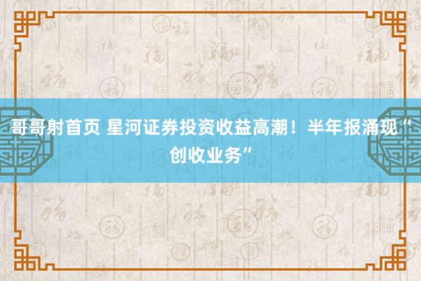 哥哥射首页 星河证券投资收益高潮！半年报涌现“创收业务”