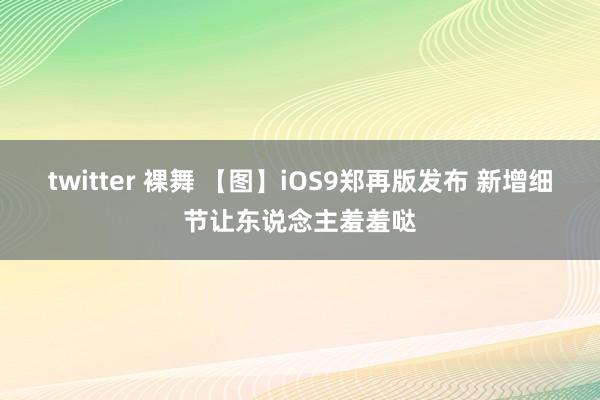 twitter 裸舞 【图】iOS9郑再版发布 新增细节让东说念主羞羞哒