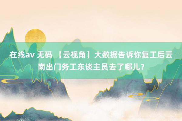 在线av 无码 【云视角】大数据告诉你复工后云南出门务工东谈主员去了哪儿？
