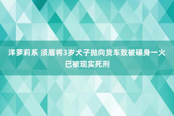 洋萝莉系 须眉将3岁犬子抛向货车致被碾身一火 已被现实死刑
