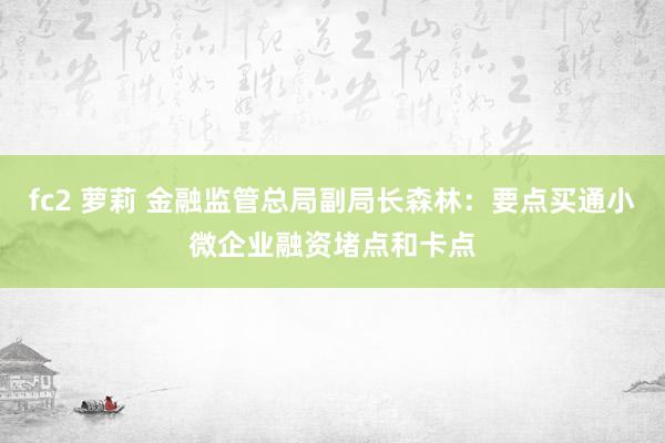 fc2 萝莉 金融监管总局副局长森林：要点买通小微企业融资堵点和卡点